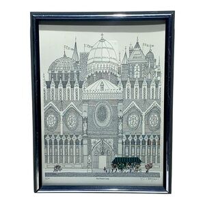 Vintage Framed Under Glass Numbered Print “The Flower Girl” By B. Johnson